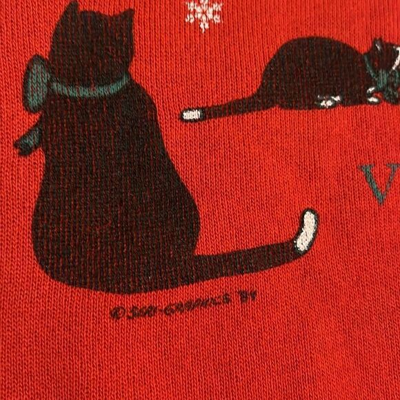 Vintage Cat Red Design Vermont Pullover Sweatshirt Casual - Picture 6 of 9